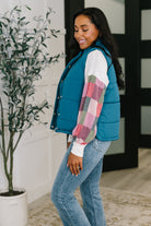 That's What I'm Talkin' About Puffer Vest in Teal - Charming Charlie
