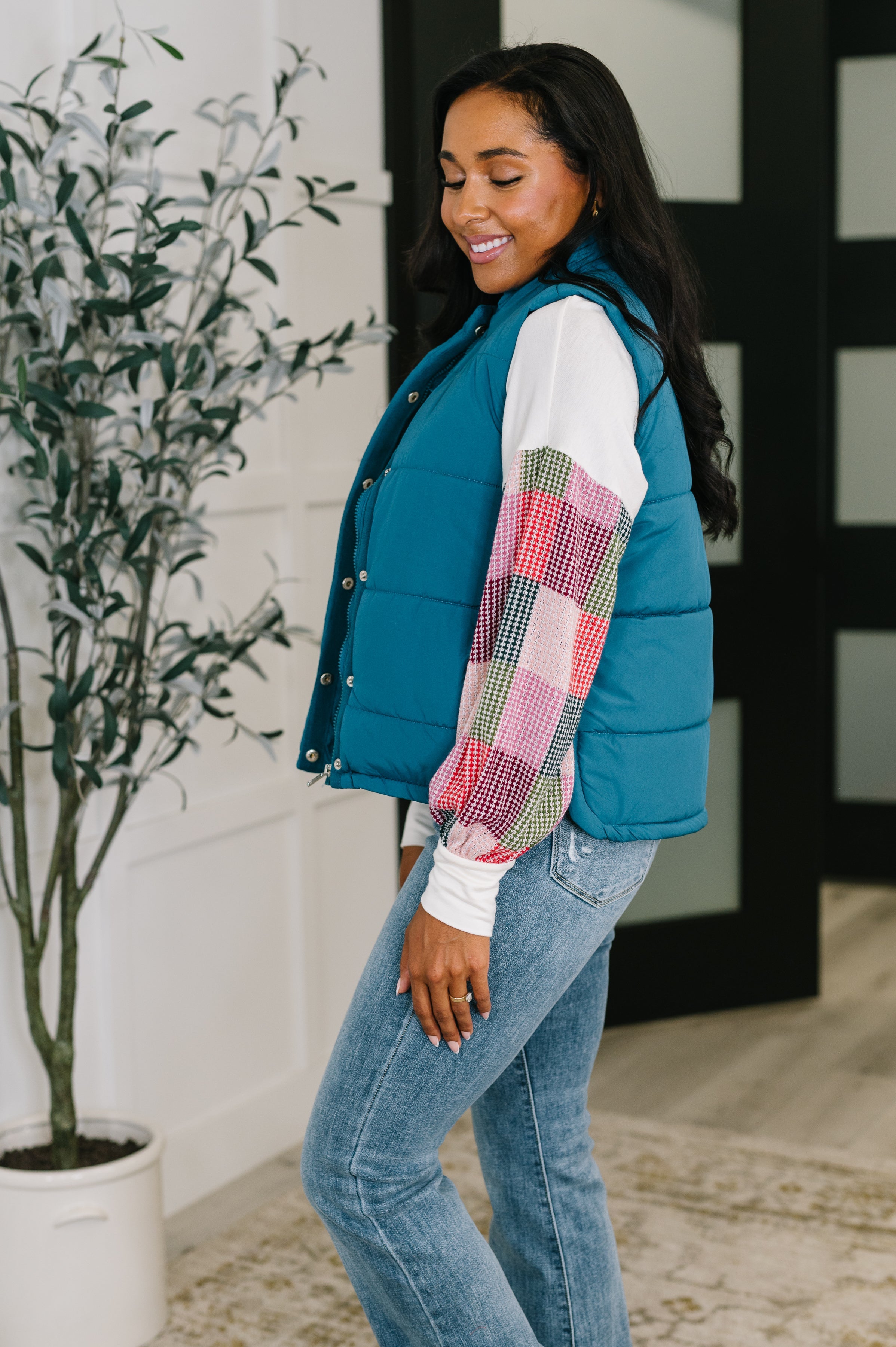 That's What I'm Talkin' About Puffer Vest in Teal - Charming Charlie