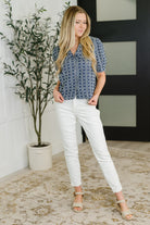The Darling Detail Collared Blouse in Denim - Charming Charlie