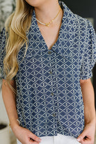 The Darling Detail Collared Blouse in Denim - Charming Charlie