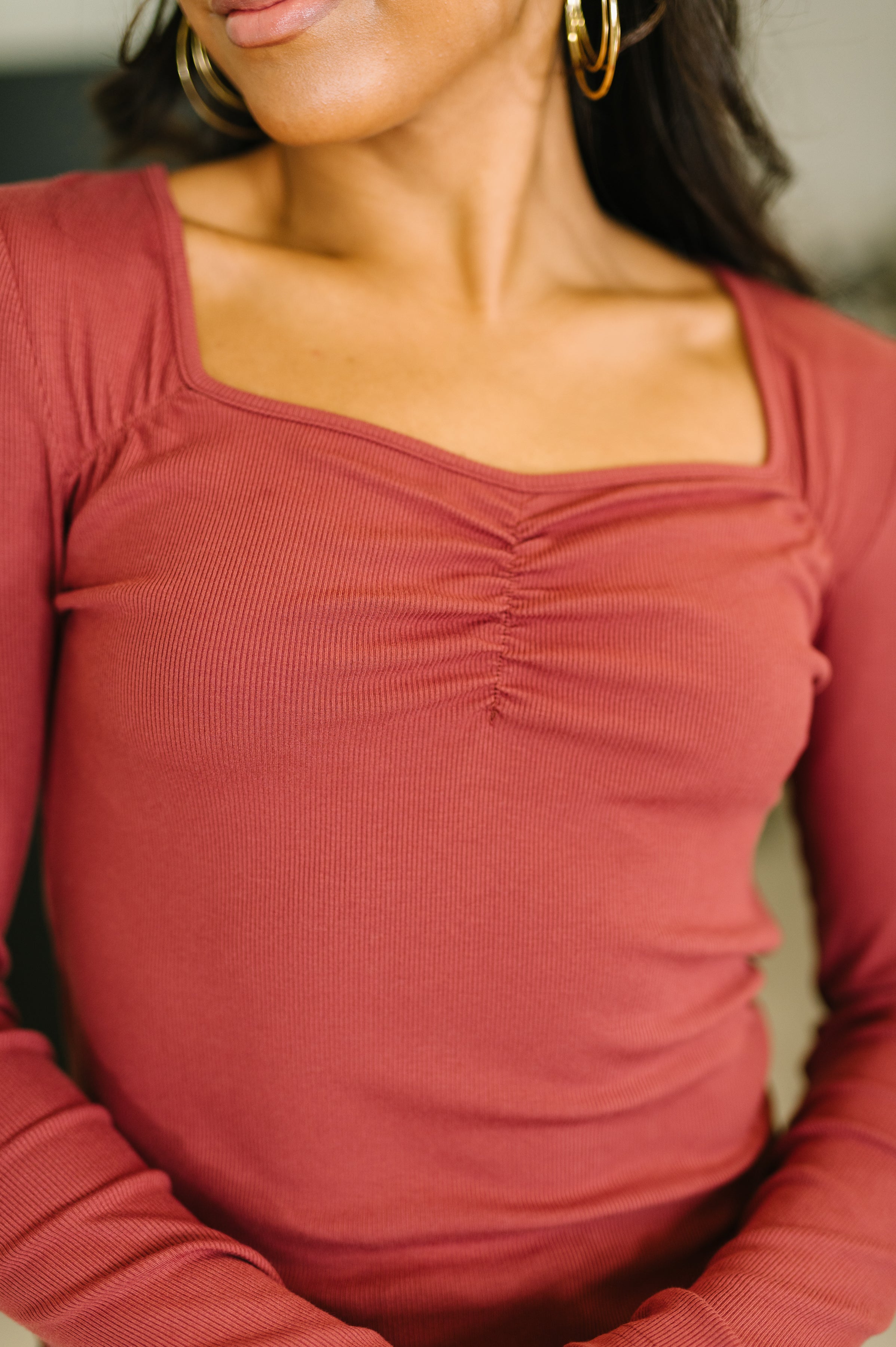 The Girls are Back in Town Long Sleeve Top in Burgundy - Charming Charlie