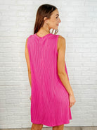 The Power I Hold V-Neck Ribbed Knit Dress in Fuchsia - Charming Charlie
