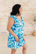 The Sun's Been Quite Kind V-Neck Dress in Blue - Charming Charlie
