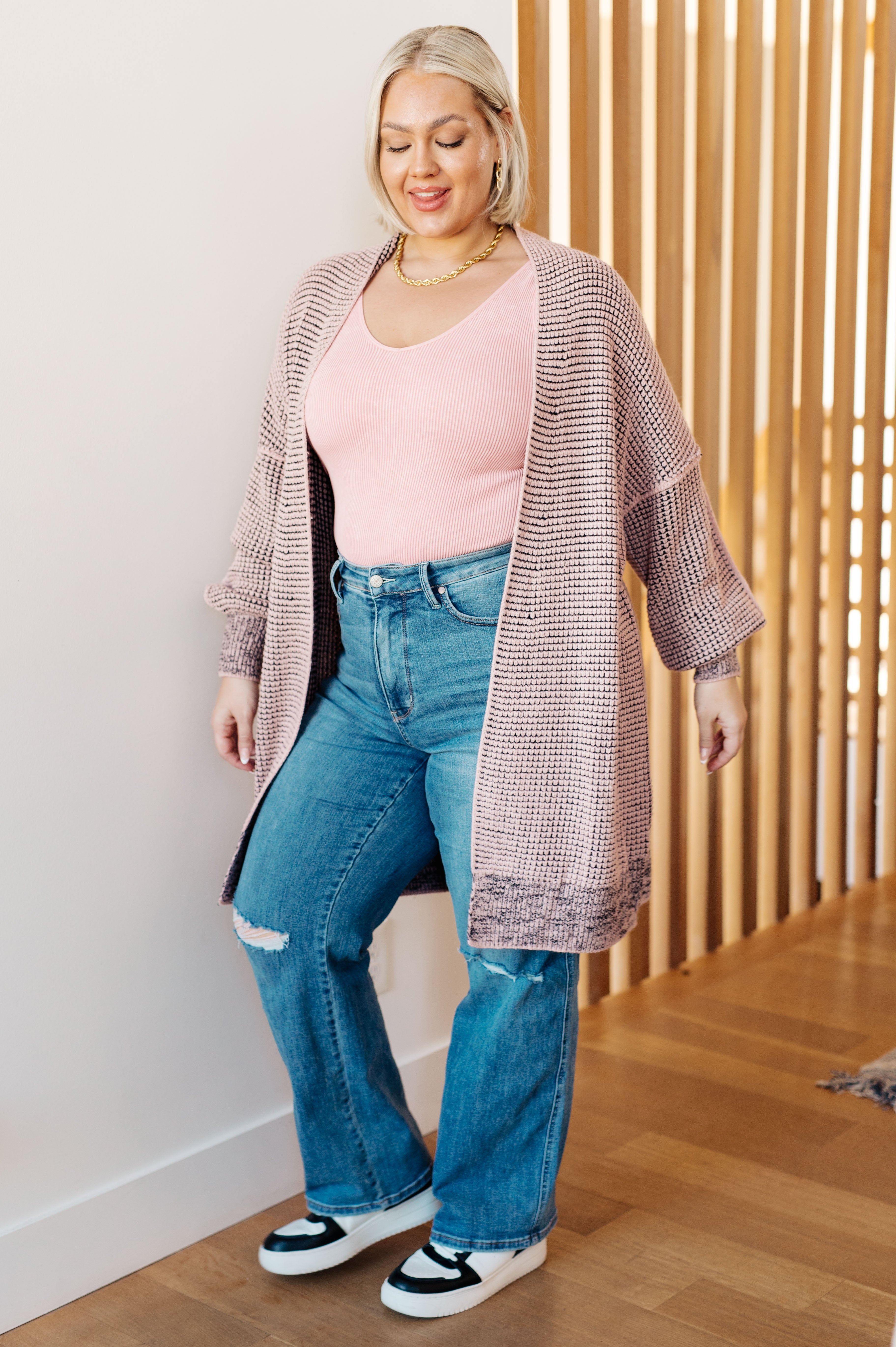 The Way It Was Cardigan in Mauve - Charming Charlie