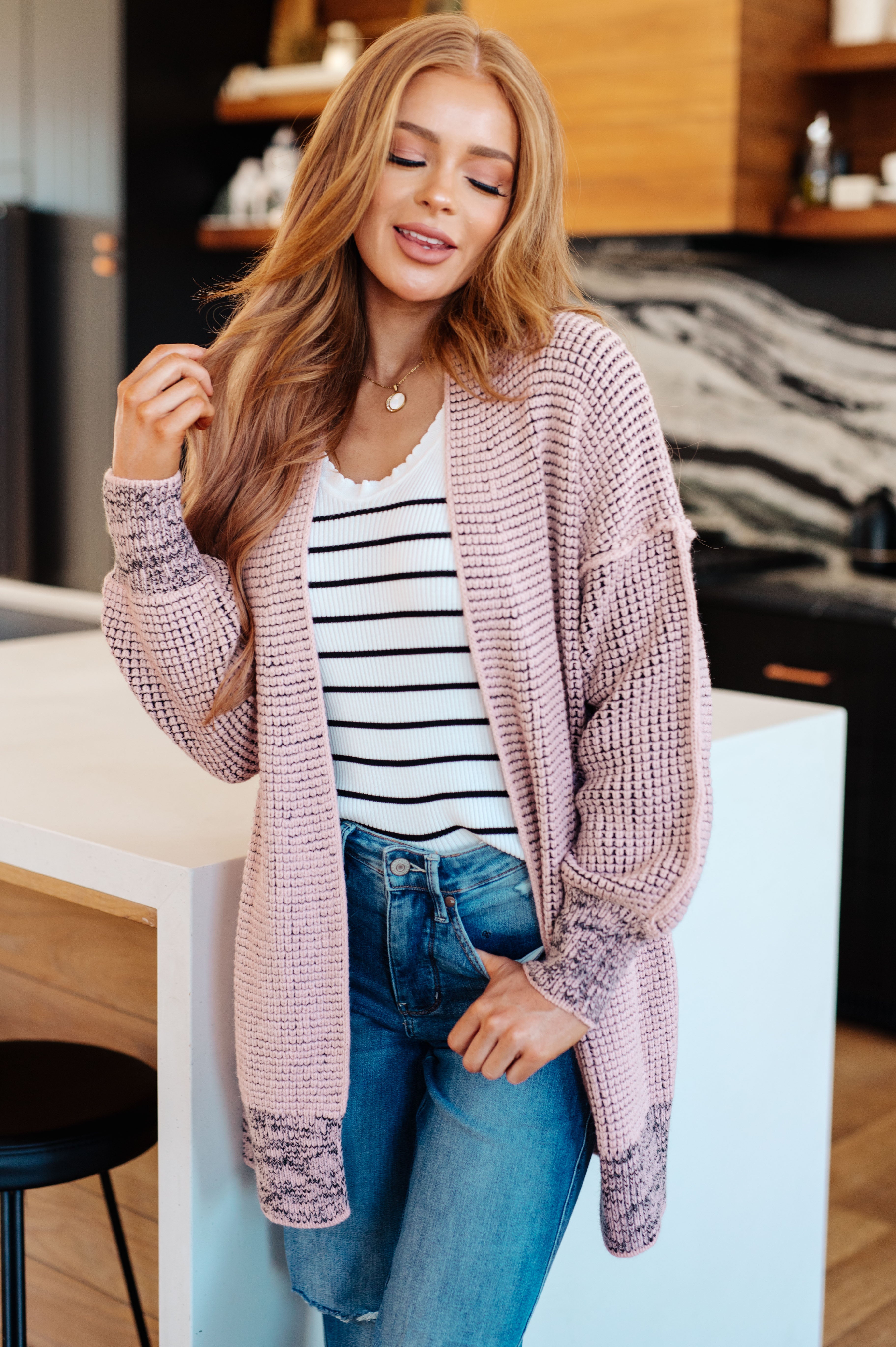 The Way It Was Cardigan in Mauve - Charming Charlie