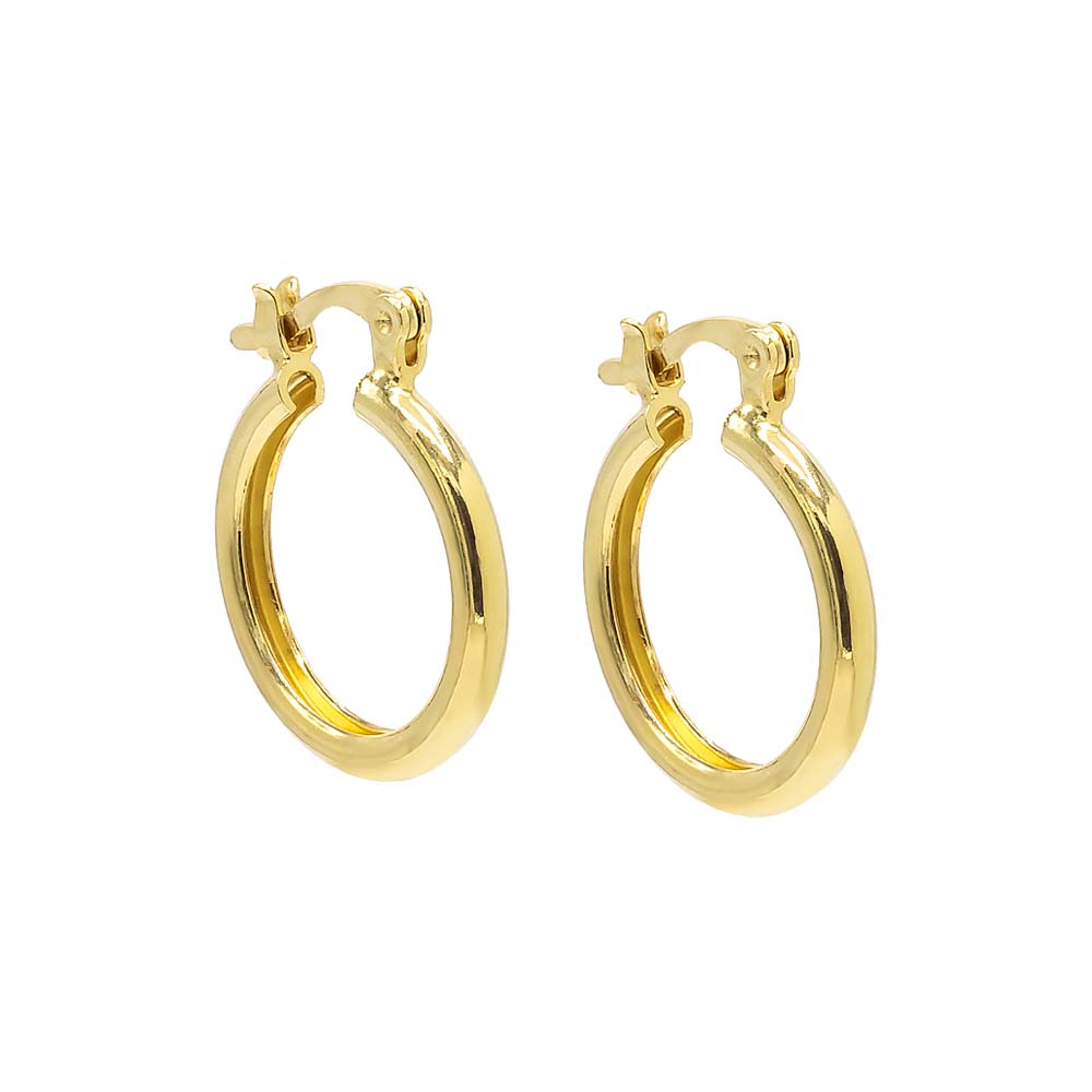 Gold / 18MM / Pair Thin Solid Tube Huggie Earring - Adina's Jewels
