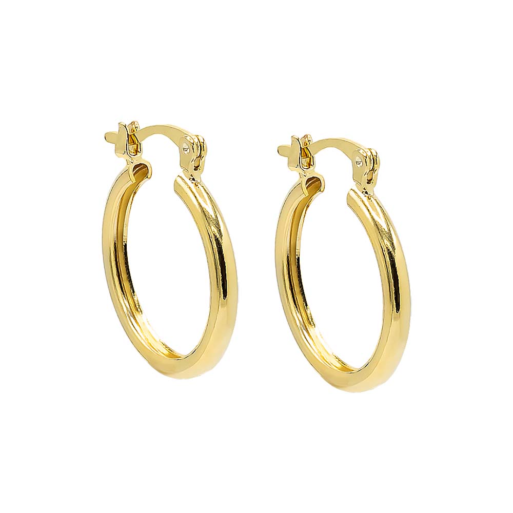 Gold / 20MM / Pair Thin Solid Tube Huggie Earring - Adina's Jewels