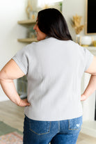 This Little Life Mock Neck Short Sleeve Sweater in Grey - Charming Charlie