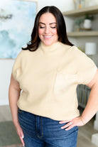 This Little Life Mock Neck Short Sleeve Sweater in Oatmeal - Charming Charlie
