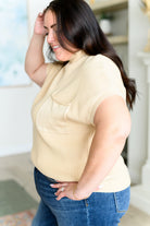 This Little Life Mock Neck Short Sleeve Sweater in Oatmeal - Charming Charlie