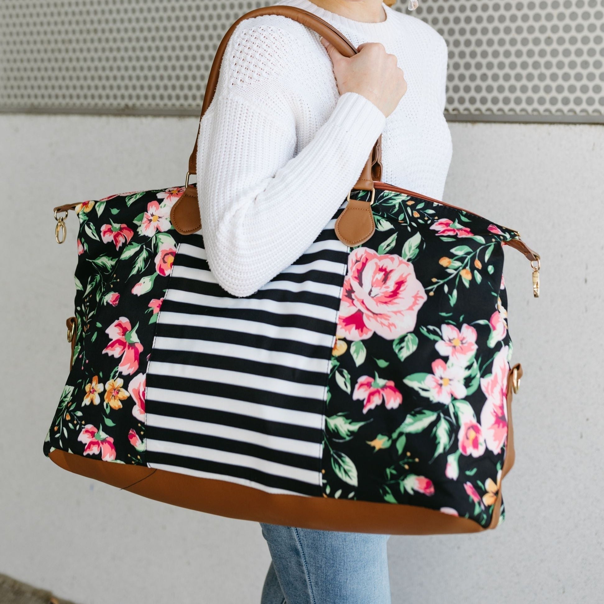 Weekender Black store Floral Bag