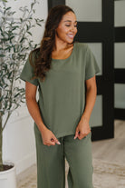 Thyme Boxy Tee in Dusty Pine - Charming Charlie