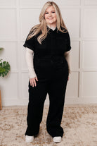 Tilda Short Sleeve Control Top Denim Jumpsuit - Charming Charlie