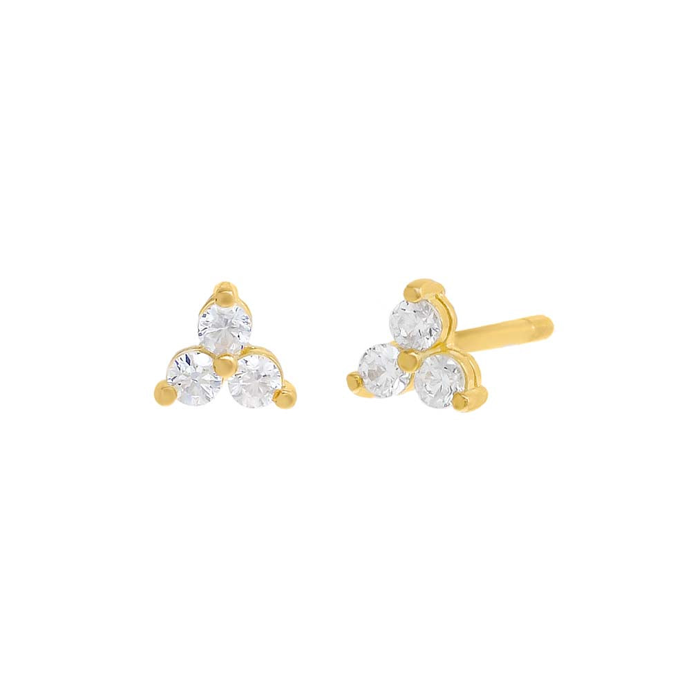 Gold / 3MM / Pair Tiny CZ Cluster Stud Earring - Adina's Jewels