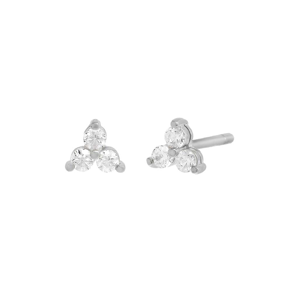 Silver / 3MM / Pair Tiny CZ Cluster Stud Earring - Adina's Jewels