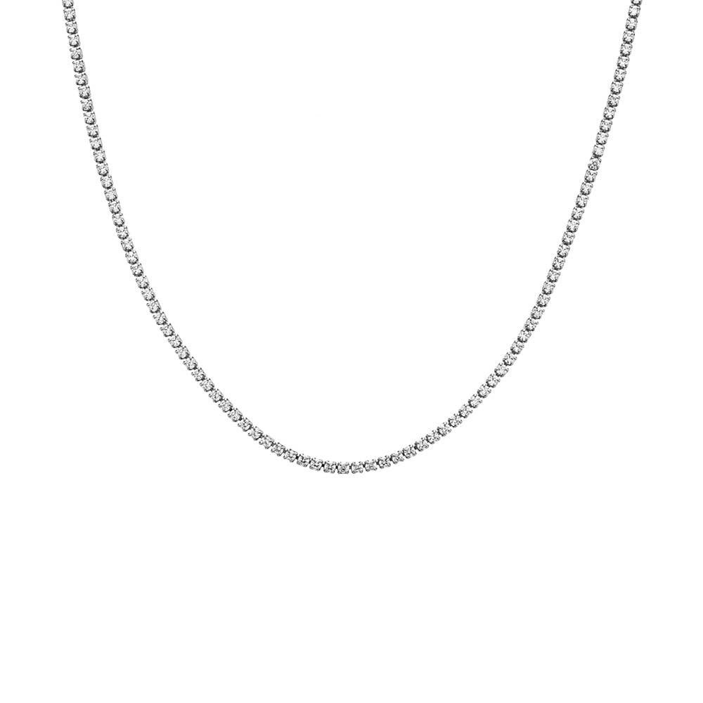 Silver / 15" Classic Thin Tennis Necklace - Adina's Jewels