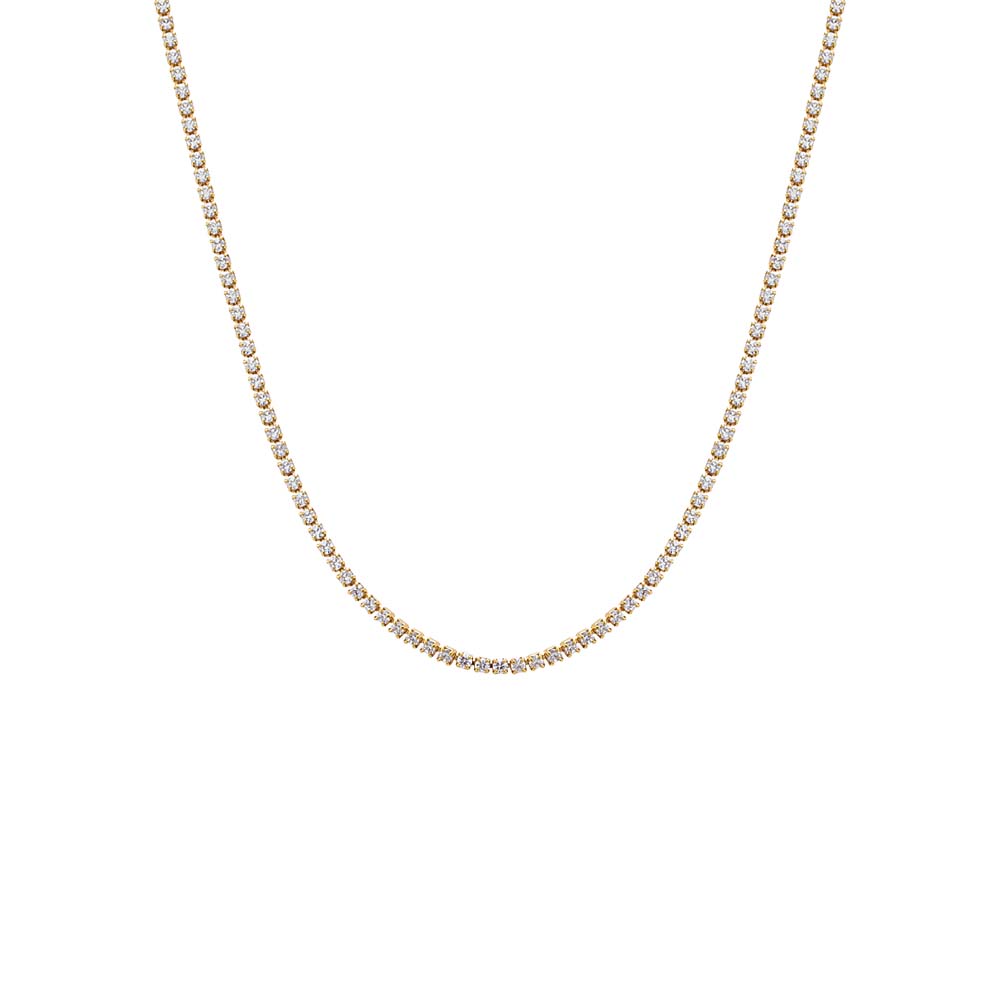 Gold / 18" Classic Thin Tennis Necklace - Adina's Jewels