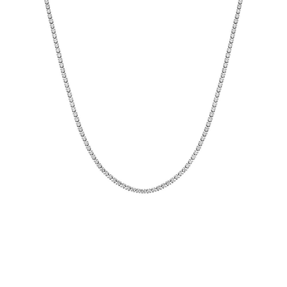 Silver / 18" Classic Thin Tennis Necklace - Adina's Jewels