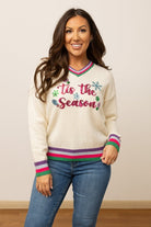 Tis the Season Sequin Cream Sweater - Charming Charlie