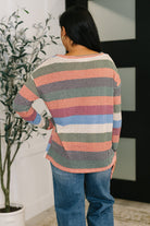 To Be Determined Drop Shoulder Top in Rust, Olive and Blue - Charming Charlie