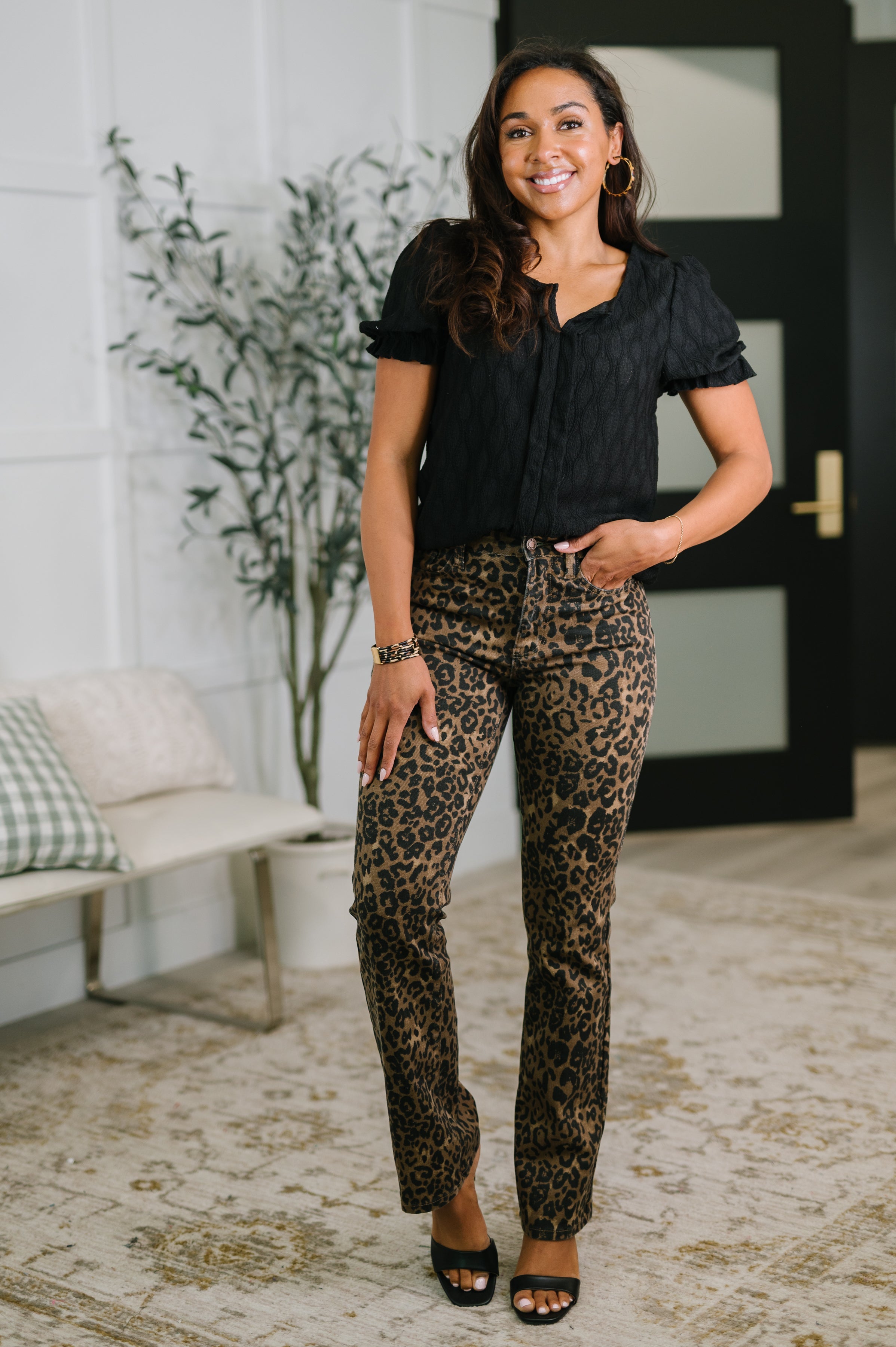To Call My Own Textured Blouse in Black - Charming Charlie