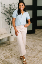 To Call My Own Textured Blouse in Powder Blue - Charming Charlie
