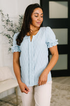 To Call My Own Textured Blouse in Powder Blue - Charming Charlie