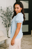 To Call My Own Textured Blouse in Powder Blue - Charming Charlie