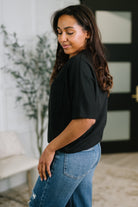 Together We're Unlimited Basic V-Neck Tee in Black - Charming Charlie