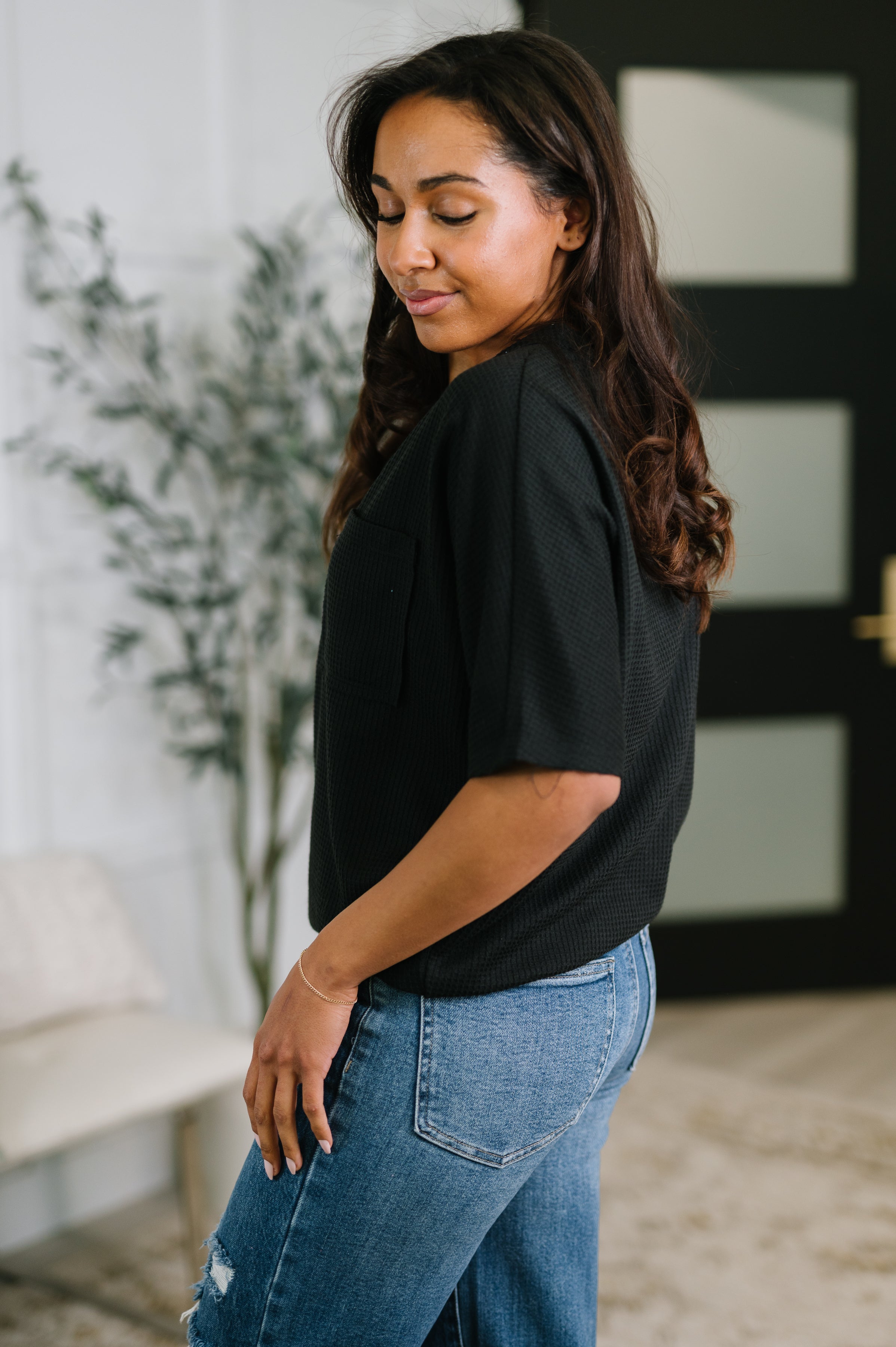 Together We're Unlimited Basic V-Neck Tee in Black - Charming Charlie