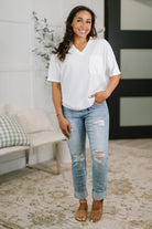 Together We're Unlimited Basic V-Neck Tee in Ivory - Charming Charlie