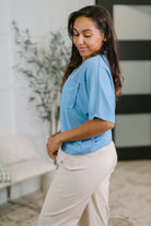 Together We're Unlimited Basic V-Neck Tee in Ocean Blue - Charming Charlie