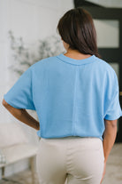 Together We're Unlimited Basic V-Neck Tee in Ocean Blue - Charming Charlie