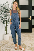 Too Cute to Compute Waist Tie Overalls in Dark Blue - Charming Charlie