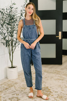 Too Cute to Compute Waist Tie Overalls in Dark Blue - Charming Charlie