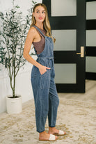 Too Cute to Compute Waist Tie Overalls in Dark Blue - Charming Charlie