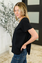 Top Shelf Basic V-Neck Ribbed Tee in Black - Charming Charlie