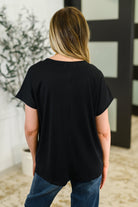 Top Shelf Basic V-Neck Ribbed Tee in Black - Charming Charlie