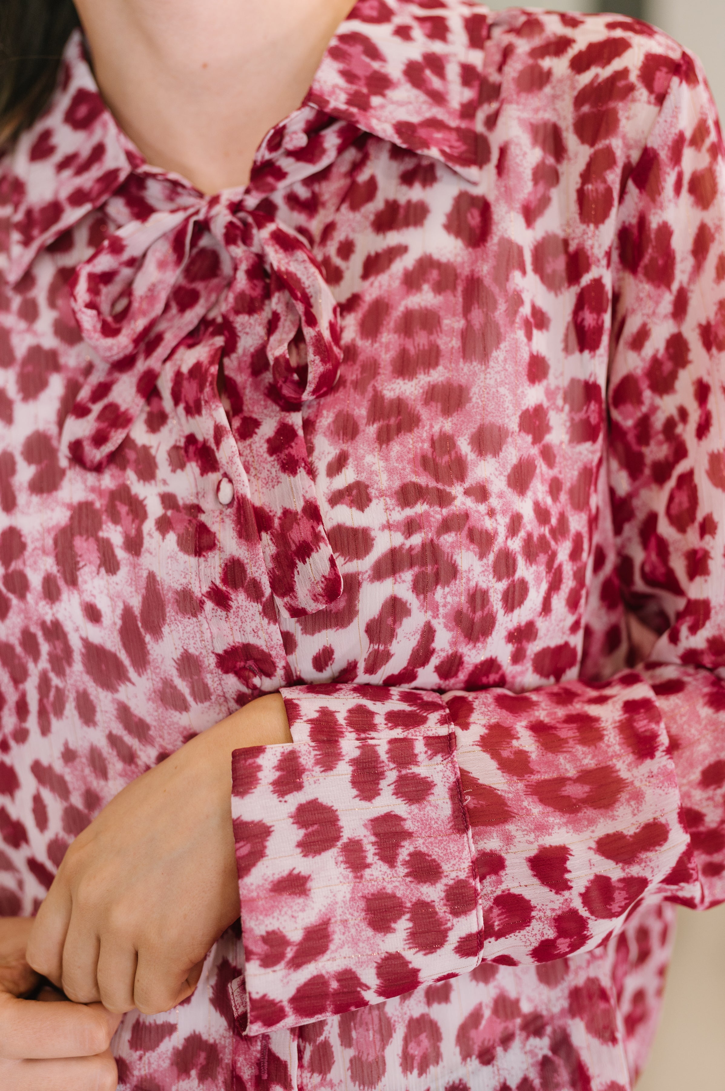 Totally Not Dramatic Leopard Print Button Down in Hot Pink - Charming Charlie