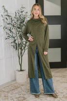 Travel City Scape Turtle Neck Tunic in Olive - Charming Charlie