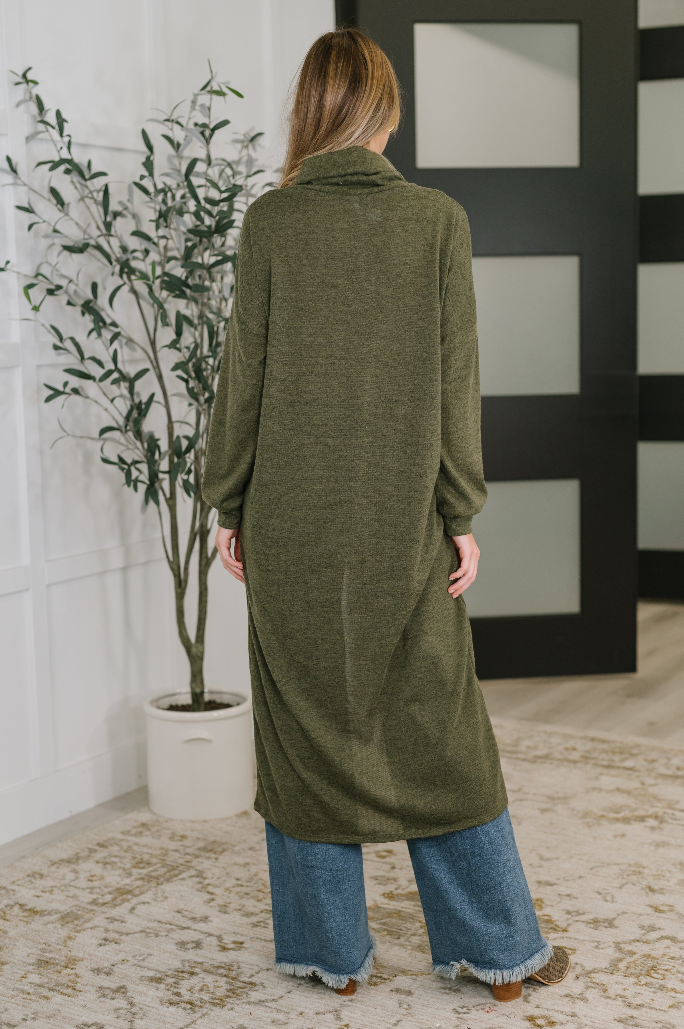 Travel City Scape Turtle Neck Tunic in Olive - Charming Charlie