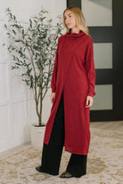 Travel City Scape Turtle Neck Tunic in Wine - Charming Charlie