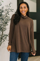 Travel Destination Cowl Neck Pullover in Chocolate - Charming Charlie