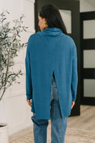 Travel Destination Cowl Neck Pullover in Dark Teal - Charming Charlie