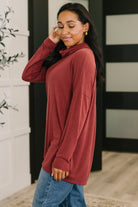 Travel Destination Cowl Neck Pullover in Wine - Charming Charlie