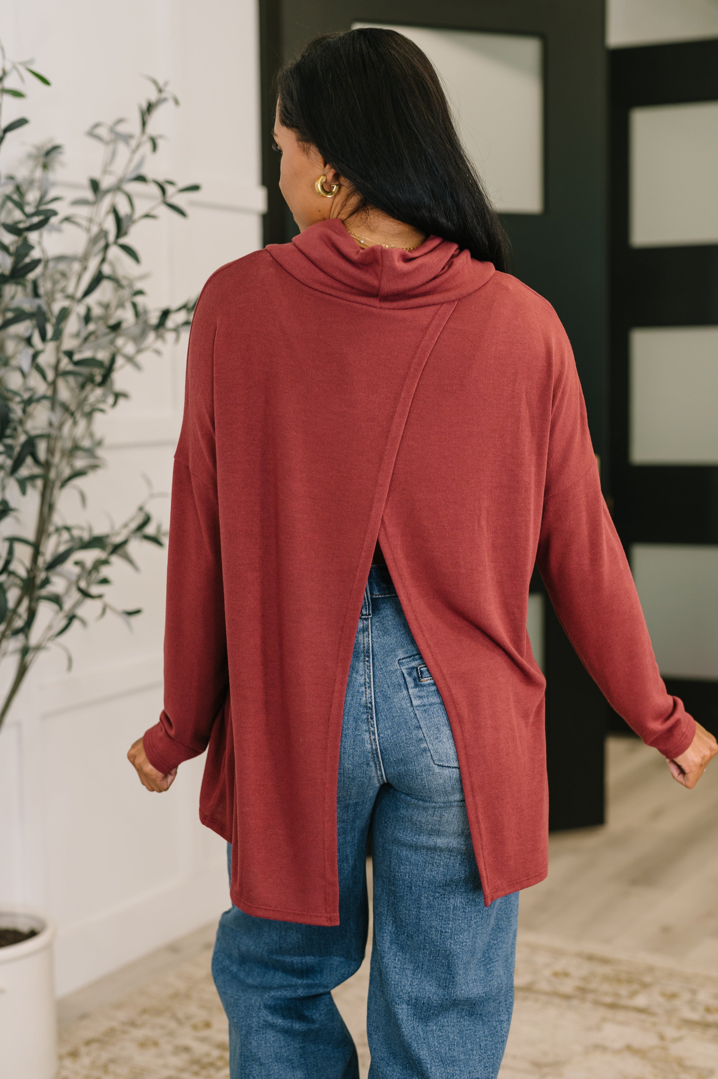 Travel Destination Cowl Neck Pullover in Wine - Charming Charlie