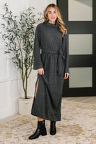 Travel Plush Knit Dress in Charcoal - Charming Charlie