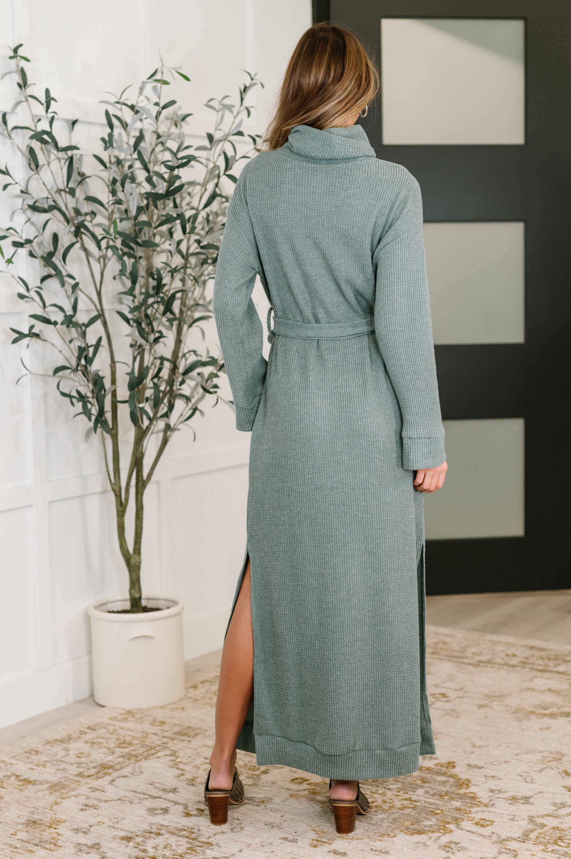 Travel Plush Knit Dress in Soft Teal - Charming Charlie