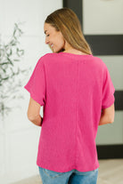 Trial and Error Textured V-Neck Blouse in Magenta - Charming Charlie