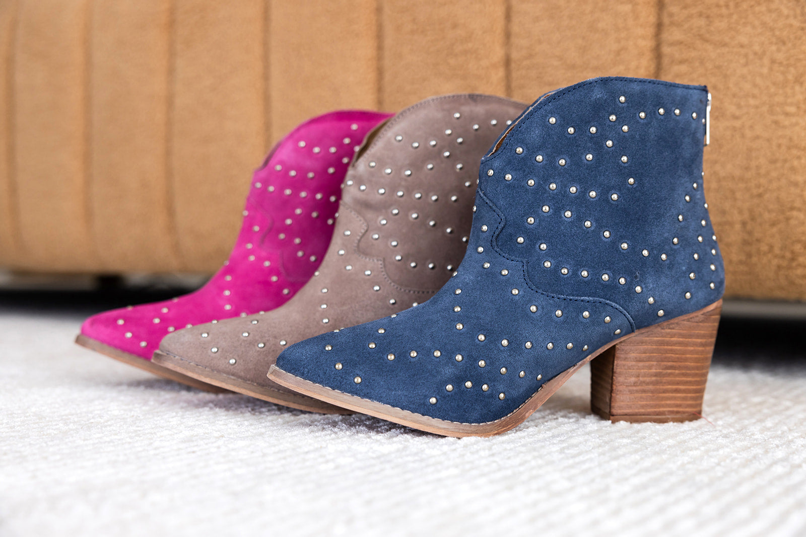 Twilight Studded Heeled Ankle Boot in Magenta - Charming Charlie